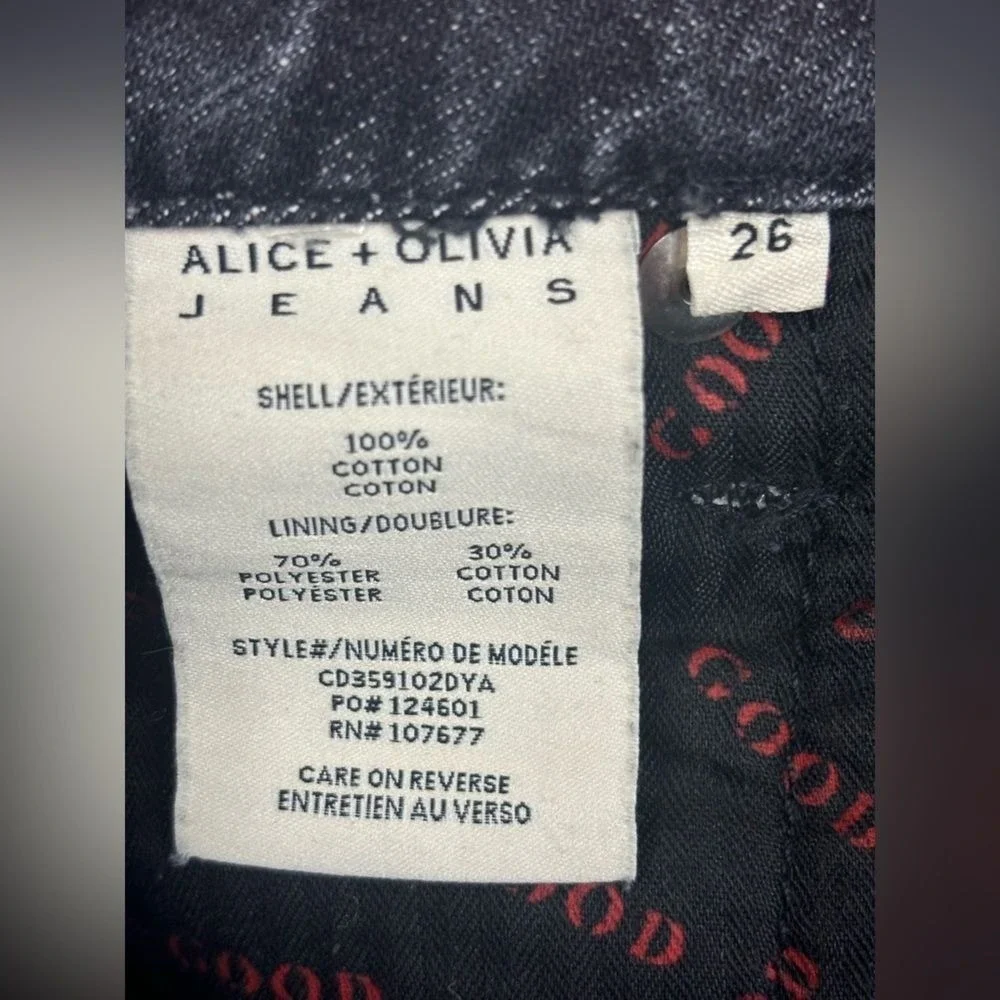 ALICE + OLIVIA Denim Short Skirt Mini Black Distressed Women High Rise Jean 26 2